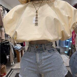 Cream Puff Sleeve Top